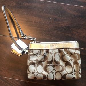 Brown and Gold Coach Wristlet